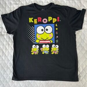 Sanrio Keroppi Graphic T-Shirt XXL Black Good Short Sleeve Frog Print Tee